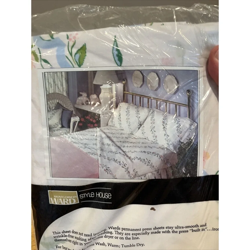 Vintage Percale Double‎ Flat Sheet Linens Floral Pattern Montgomery Ward